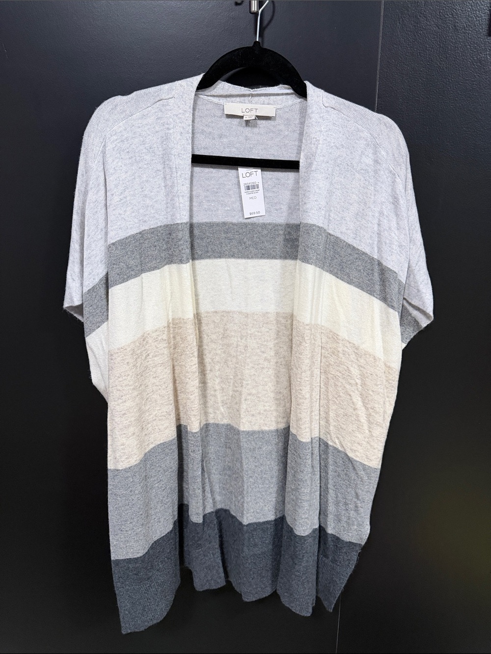 LOFT Open Front Striped Cardigan